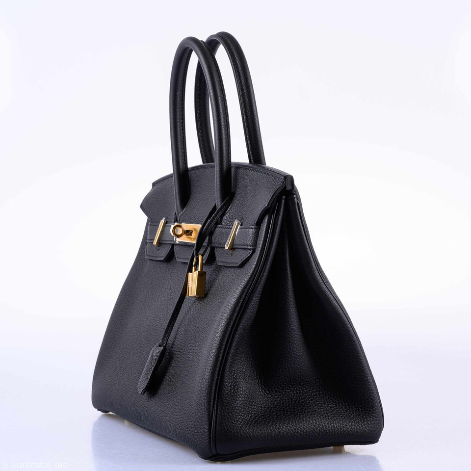 Hermes Birkin 30 Black Togo Gold Hardware