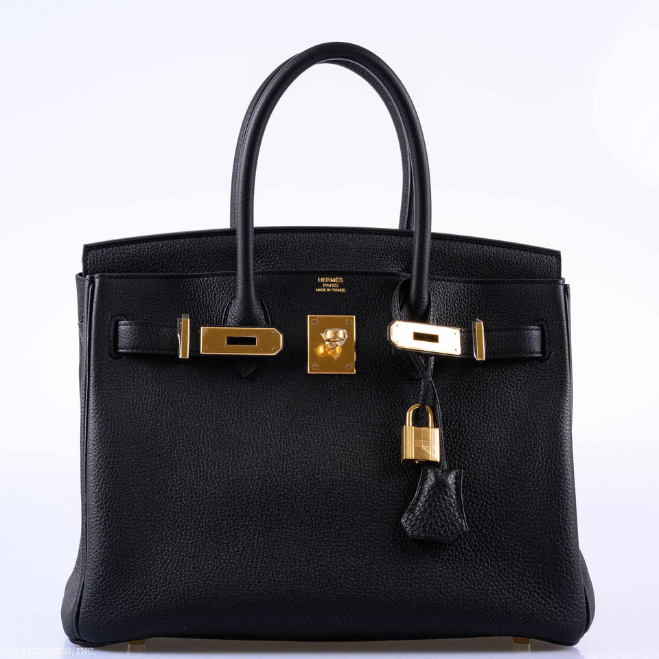 Hermes Birkin 30 Black Togo Gold Hardware