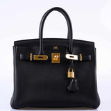 Hermes Birkin 30 Black Togo Gold Hardware