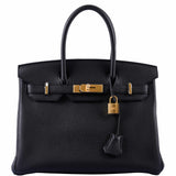Hermes Birkin 30 Black Togo Gold Hardware
