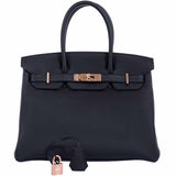 Hermes Birkin 30 Black Togo Rose Gold Hardware - 2020, Y