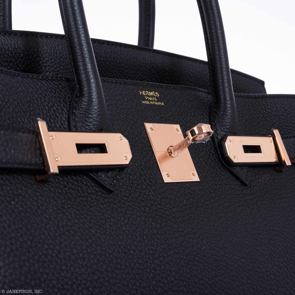 Hermes Birkin 30 Black Togo Rose Gold Hardware - 2020, Y