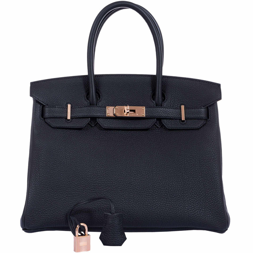 Hermes Birkin 30 Black Togo Rose Gold Hardware
