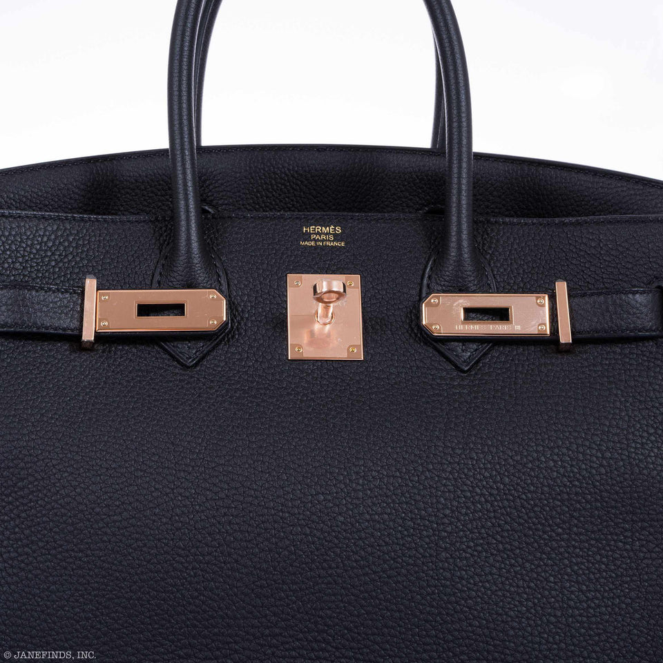 Hermes Birkin 30 Black Togo Rose Gold Hardware
