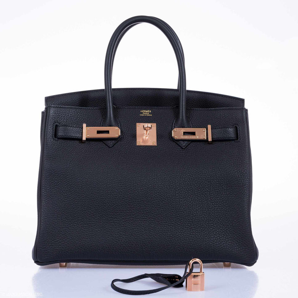 Hermes Birkin 30 Black Togo Rose Gold Hardware