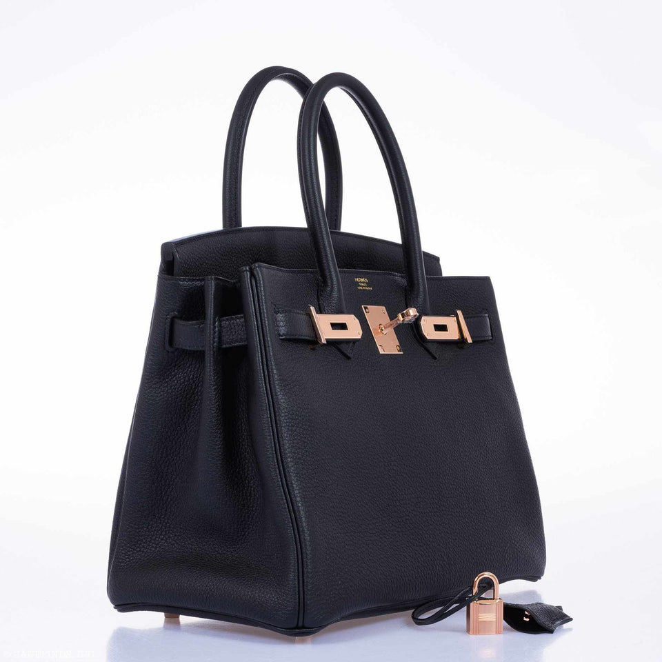 Hermes Birkin 30 Black Togo Rose Gold Hardware