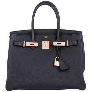 Hermes Birkin 30 Black Togo Rose Gold Hardware