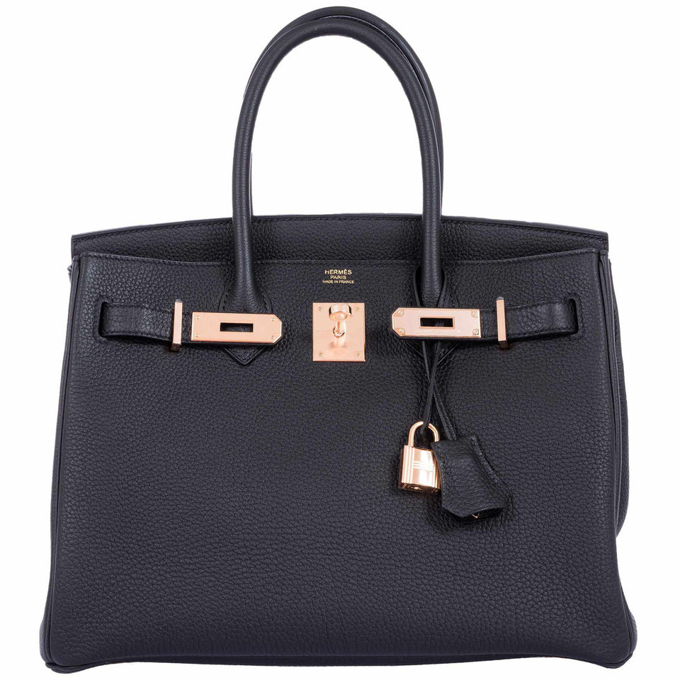 Hermes Birkin 30 Black Togo Rose Gold Hardware