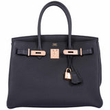Hermes Birkin 30 Black Togo Rose Gold Hardware