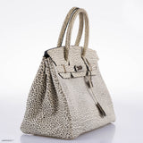 HermesBirkin 30 Black & White Dalmatian Buffalo Palladium Hardware