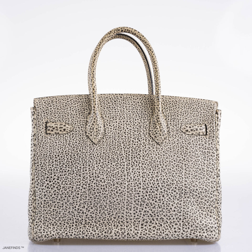 HermesBirkin 30 Black & White Dalmatian Buffalo Palladium Hardware