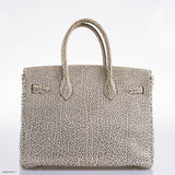 HermesBirkin 30 Black & White Dalmatian Buffalo Palladium Hardware