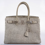 HermesBirkin 30 Black & White Dalmatian Buffalo Palladium Hardware