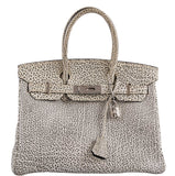 HermesBirkin 30 Black & White Dalmatian Buffalo Palladium Hardware