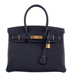 HermesBirkin 30 Bleu (Blue) Nuit Togo with Gold Hardware - 2021, Z