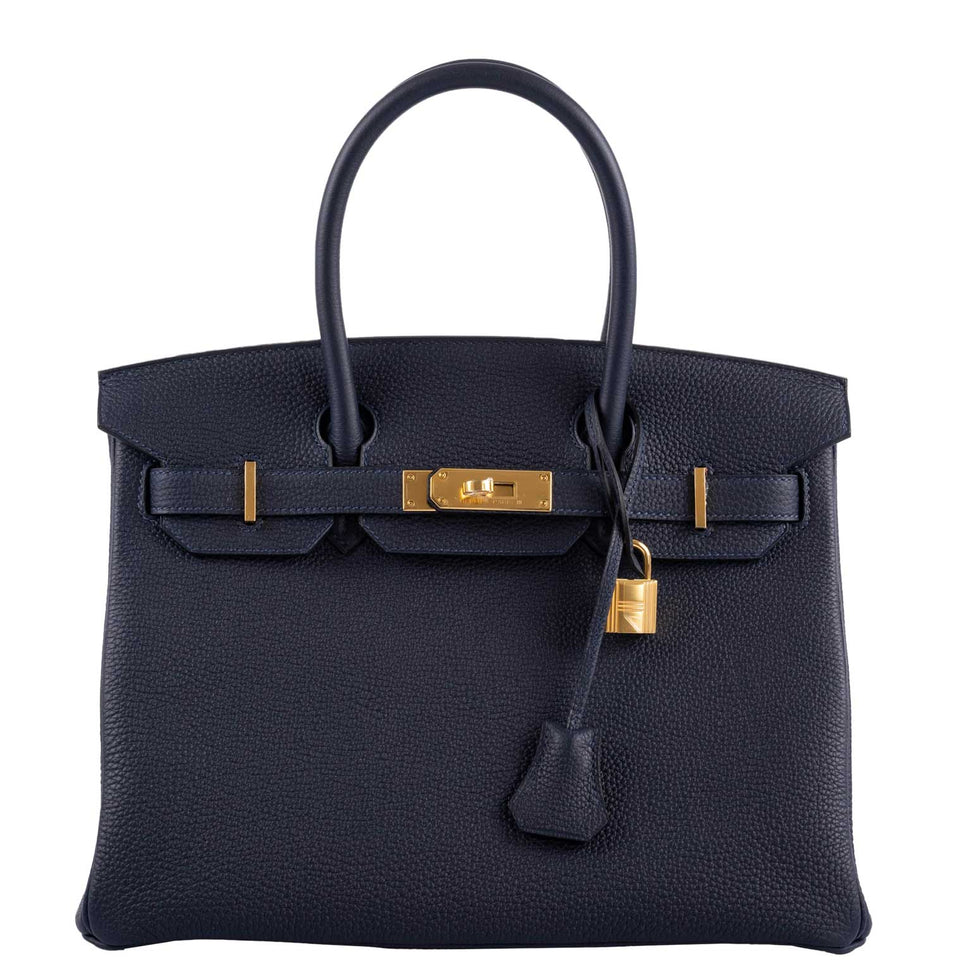 HermesBirkin 30 Bleu (Blue) Nuit Togo with Gold Hardware - 2021, Z