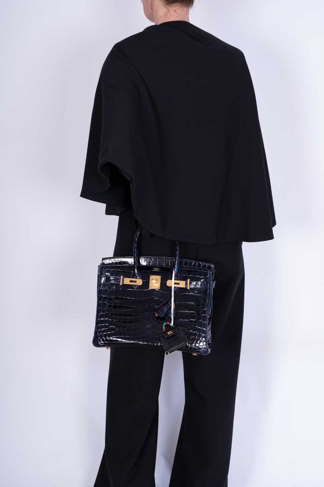 Hermes Birkin 30 Bleu Marine Shiny Niloticus Crocodile Gold Hardware