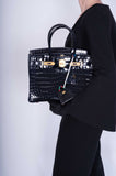 Hermes Birkin 30 Bleu Marine Shiny Niloticus Crocodile Gold Hardware
