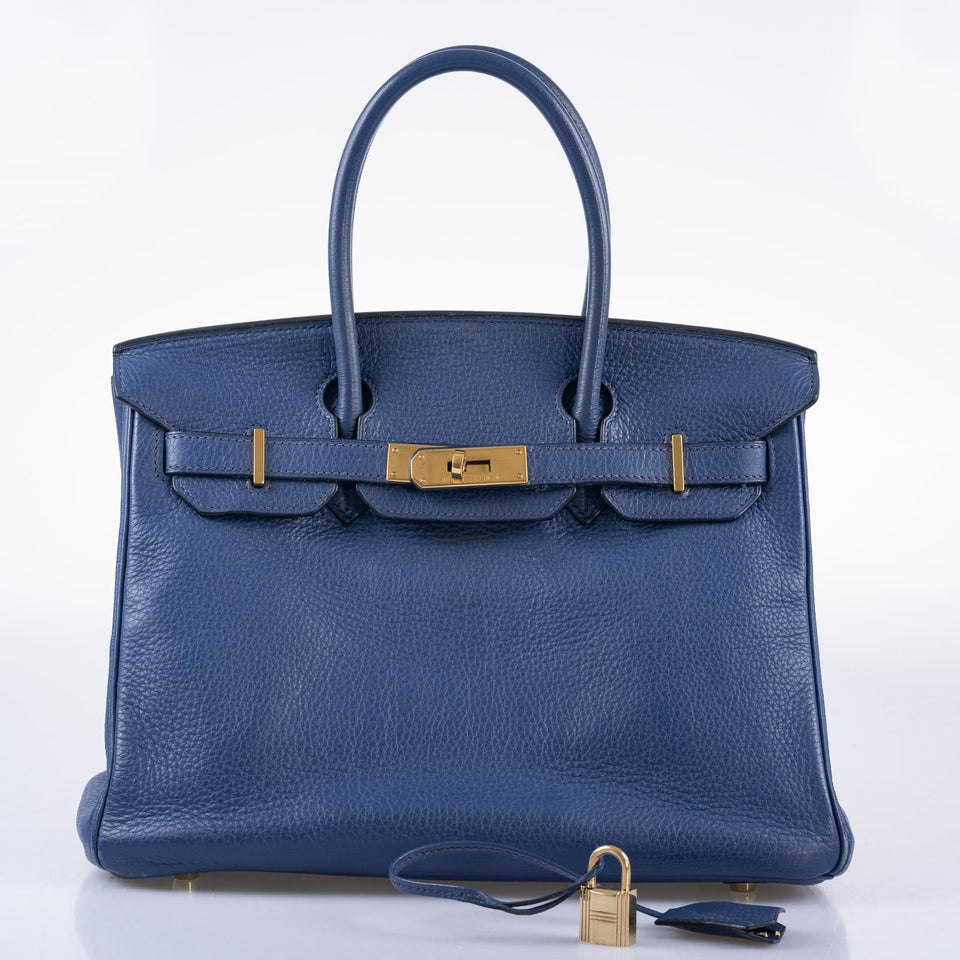 HermesBirkin 30 Blue Brighton Clemence with Gold Hardware