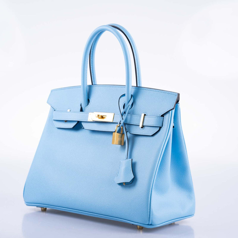 Hermes Birkin 30 Blue Celeste Epsom Gold Hardware