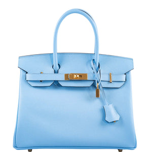 Hermes Birkin 30 Blue Celeste Epsom Gold Hardware