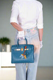 HermesBirkin 30 Blue Colvert Ostrich Gold Hardware