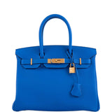 HermesBirkin 30 Blue France Togo Gold Hardware