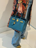 Hermes Birkin 30 Blue Jean Togo Gold Hardware