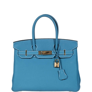 Hermes Birkin 30 Blue Jean Togo Gold Hardware