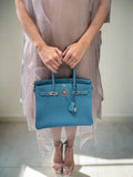 Hermes Birkin 30 Blue Jean Togo Palladium Hardware