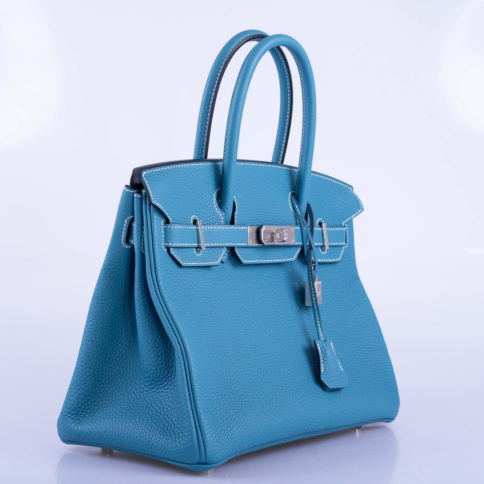 Hermes Birkin 30 Blue Jean Togo Palladium Hardware