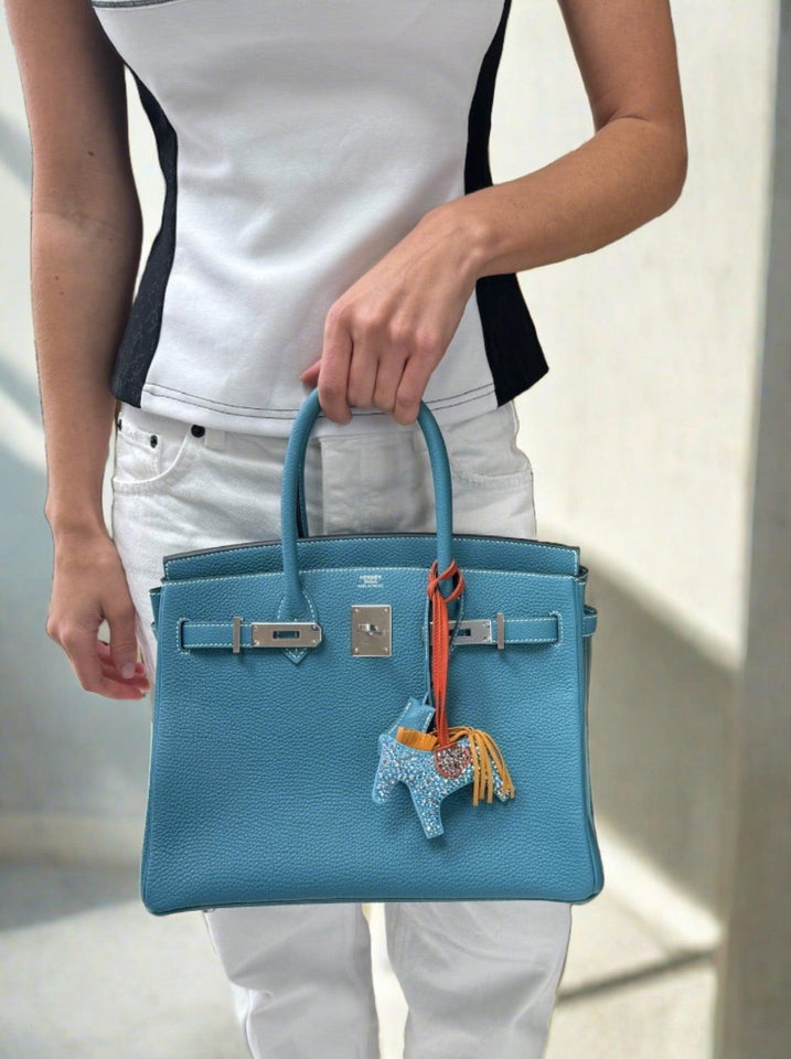 HermesBirkin 30 Blue Jean Togo Palladium Hardware