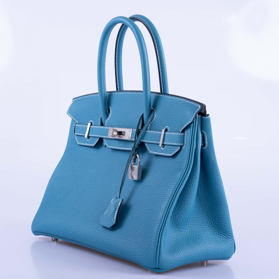 Hermes Birkin 30 Blue Jean Togo Palladium Hardware