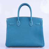 Hermes Birkin 30 Blue Jean Togo Palladium Hardware