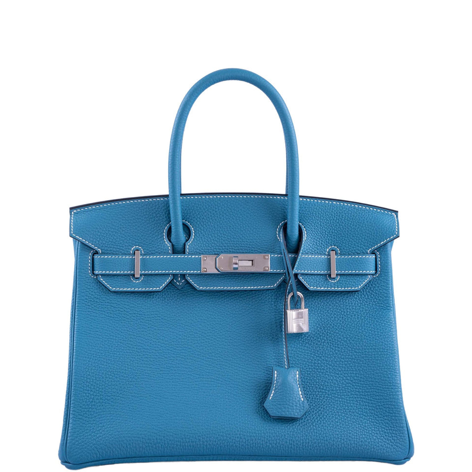 Hermes Birkin 30 Blue Jean Togo Palladium Hardware