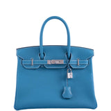 Hermes Birkin 30 Blue Jean Togo Palladium Hardware