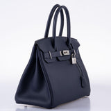 HermesBirkin 30 Blue Nuit Togo Leather with Palladium Hardware - 2020, Y