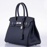 HermesBirkin 30 Blue Nuit Togo Leather with Palladium Hardware - 2020, Y