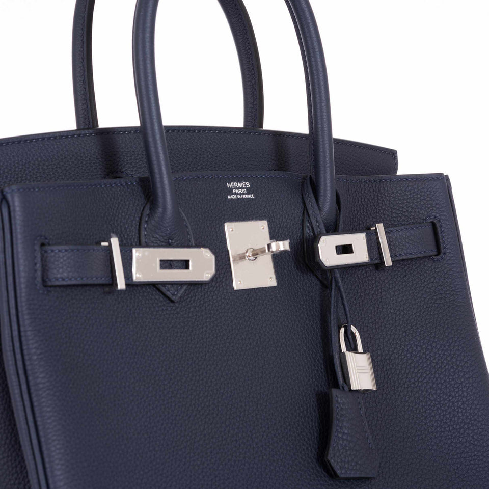HermesBirkin 30 Blue Nuit Togo Palladium Hardware