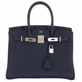 HermesBirkin 30 Blue Nuit Togo Palladium Hardware