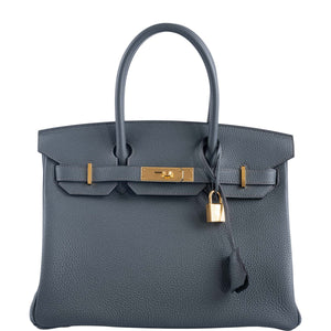HermesBirkin 30 Blue Orage Togo Gold Hardware