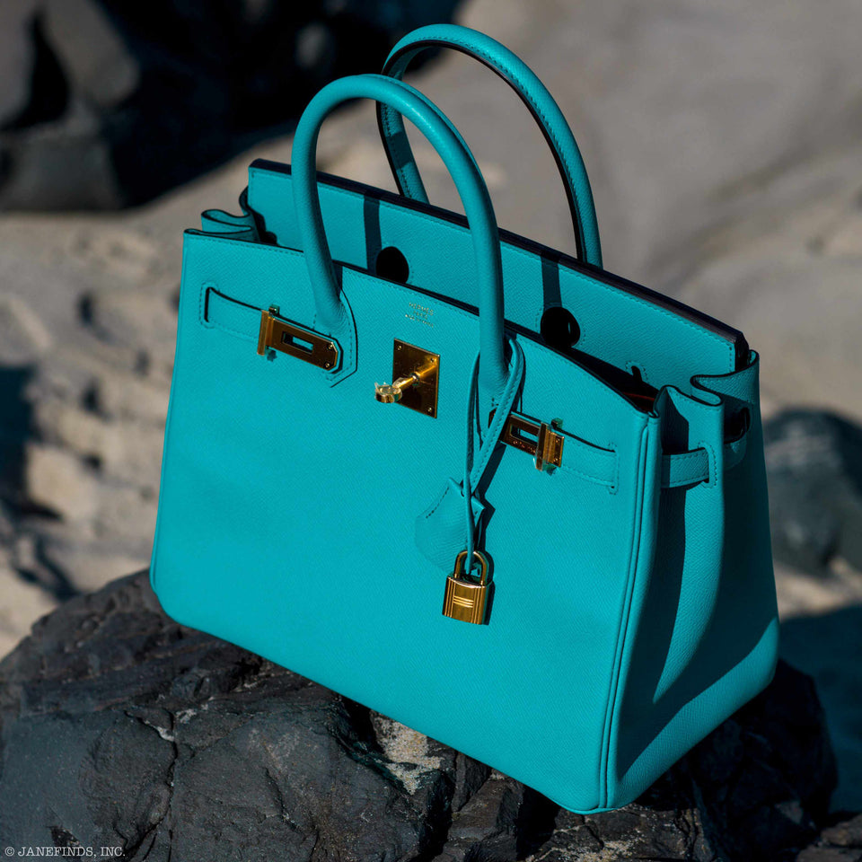 HermesBirkin 30 Blue Paon Epsom Gold Hardware - 2016, X