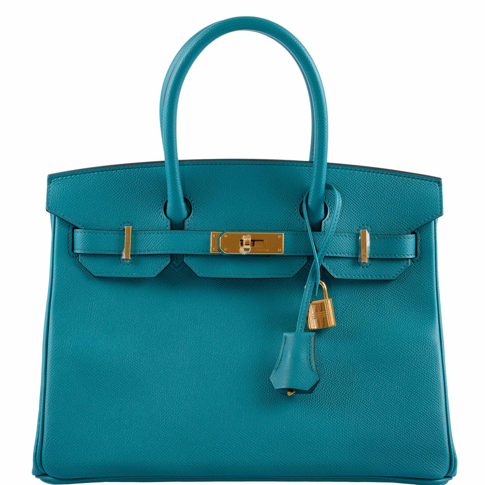 HermesBirkin 30 Blue Paon Epsom Gold Hardware - 2016, X