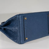 HermesBirkin 30 Blue Roi Ostrich Gold Hardware - 2021, Z