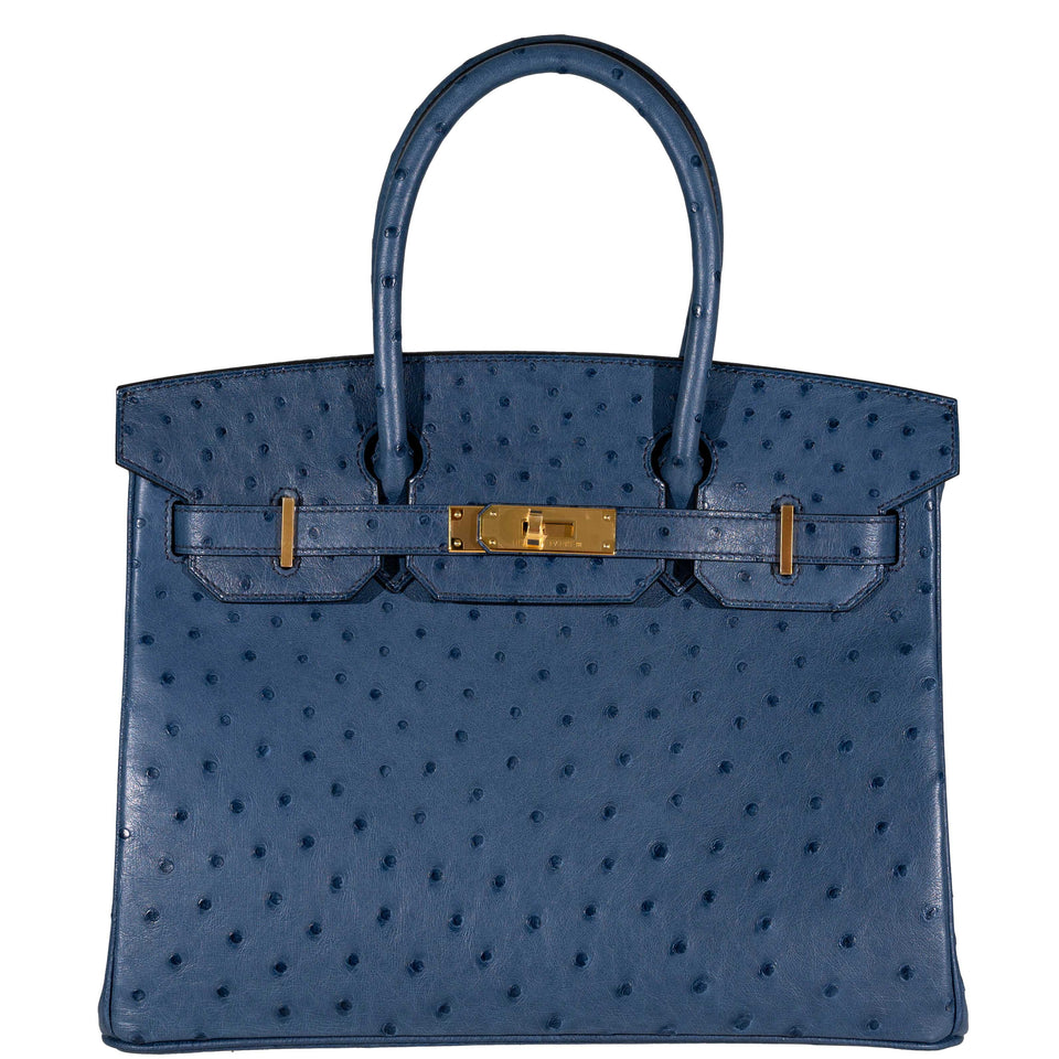 HermesBirkin 30 Blue Roi Ostrich Gold Hardware - 2021, Z