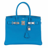 HermesBirkin 30 Blue Zanzibar Epsom Palladium Hardware