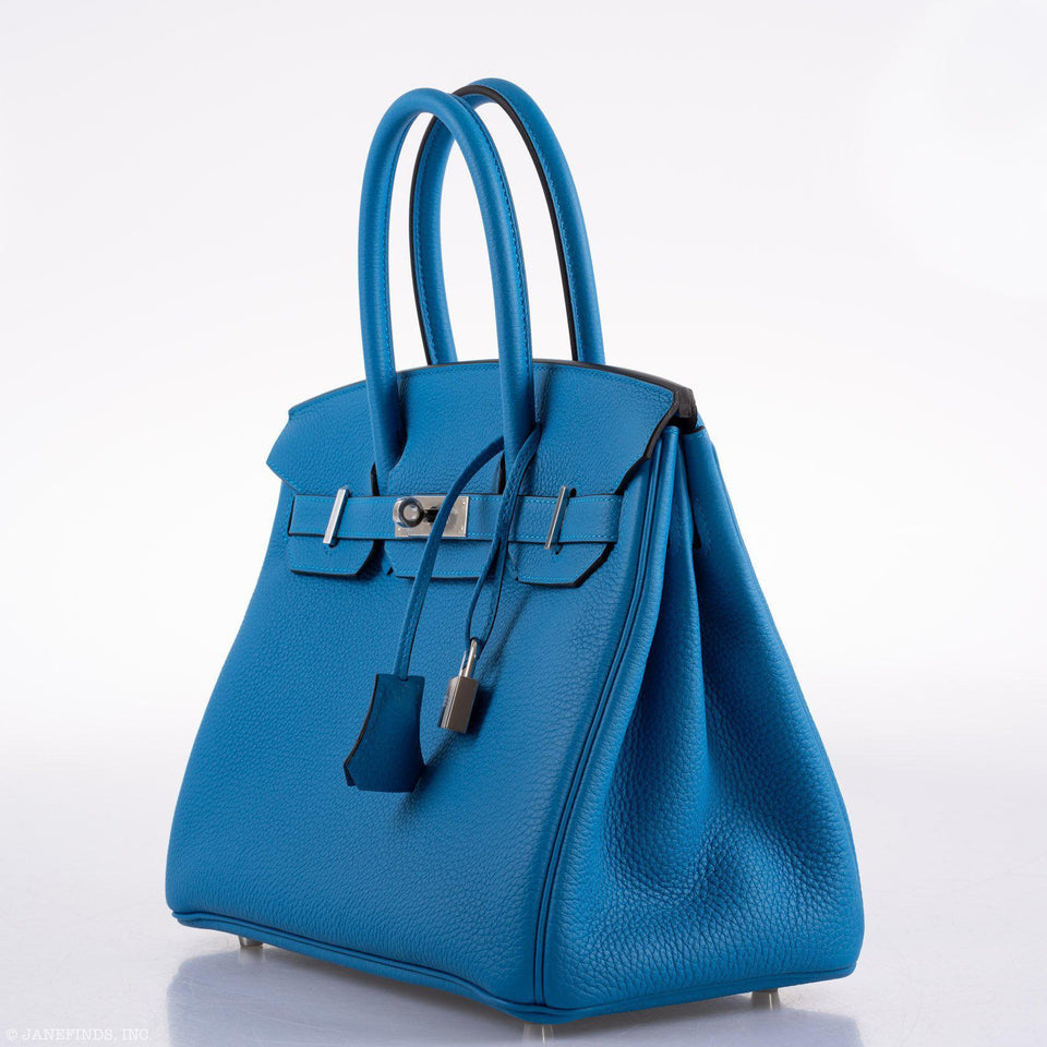 HermesBirkin 30 Blue Zanzibar Togo with Palladium Hardware - 2020, Y