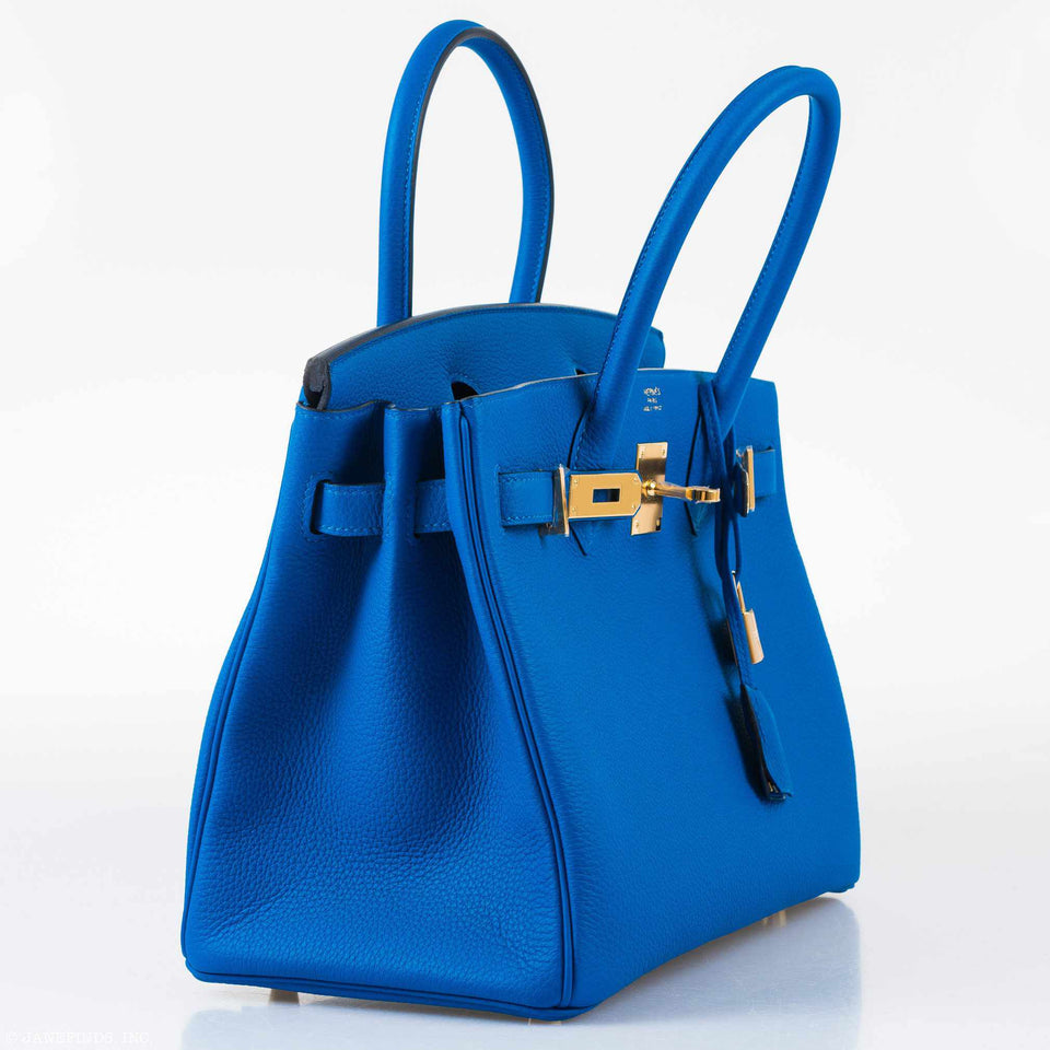 HermesBirkin 30 Blue Zellige Togo Gold Hardware