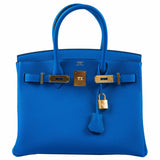 HermesBirkin 30 Blue Zellige Togo Gold Hardware