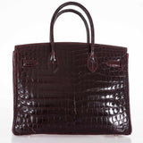 HermesBirkin 30 Bordeaux Niloticus Crocodile Palladium Hardware